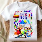 Happy Holi Motu Patlu Design Half Sleeve Holi T-Shirts for Kids – Festive, Fun & Colorful!