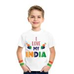 Unisex Independence Day Dress | Republic Day White Printed T-Shirts Round Neck for Kids | Girl | Boy | Baby | RainbowT-Shirts for Infants and Kids