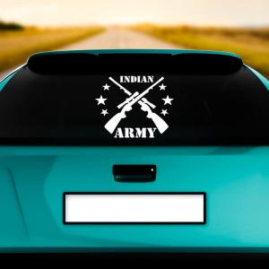 India Army Car Sticker, car Stickers for Car Exterior, Glass, Wall, Window | White Color Standard Size (12x12 Inch)