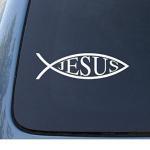 Car Stickers exteriorJesus Fish Logo Hood, Bumper, Sides Windows Car Sticker- White (19 x 7 cm)