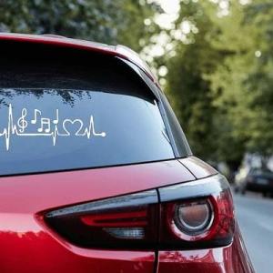 Music Notes Heartbeat Styling Car Sticker Exterior Door Sides Rear Vehicle Body Jeep Vinyl-White Decal 20x8.5cm