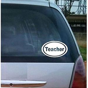 Teacher Car Truck Decorative Exterior Vinyl Decal Car Sticker for Sides Rear Bumper Bonnet L x H 13 x 8 cm (White)