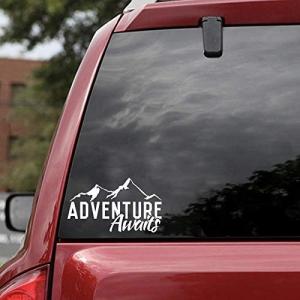 Adventure Awaits Decal Travel Explore Outdoors Car Window Sticker Decals Car(White)