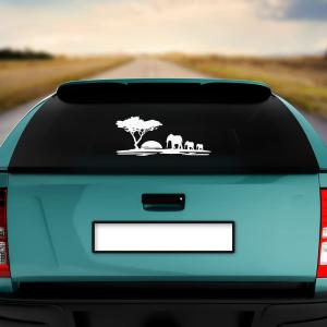 Elephant Family Car Sticker, car Stickers for Car Exterior, Glass, Wall, Window | White Color Standard Size (12x12 Inch)