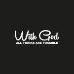 with GOD All Things are Possible Christian Car Styling Stickers Vinyl Car Decal L x H 17.08 Cm x 5.08 Cm (White)