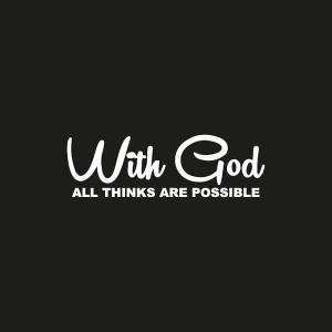 with GOD All Things are Possible Christian Car Styling Stickers Vinyl Car Decal L x H 17.08 Cm x 5.08 Cm (White)