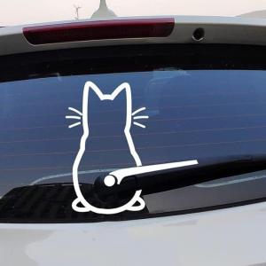 Cute Cat Car Windshield Wiper Vinyl Art Sticker Decor Lovely Animal Cat Mural Art Decal for Car Window Loptop Decoration