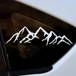 Mountain Decal Vinyl Car Sticker | White 8" Die Cut Vehicle Window Graphic, Bumper Stickers | Van Accessories, Camping Hiking Gift Ideas | Waterproof Exterior Grade Automotive Vinyl